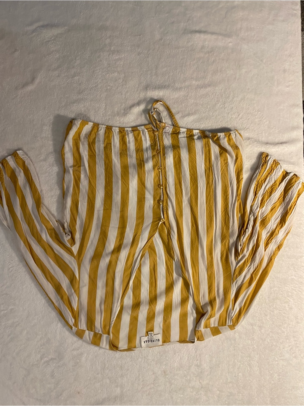 Olive & Oak Mustard and White Striped Top